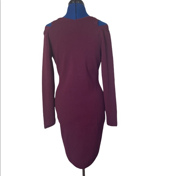 John + Jenn Burgundy Veronica V Neckline Long Sleeve Cutout Body Mini L … - Picture 12 of 14
